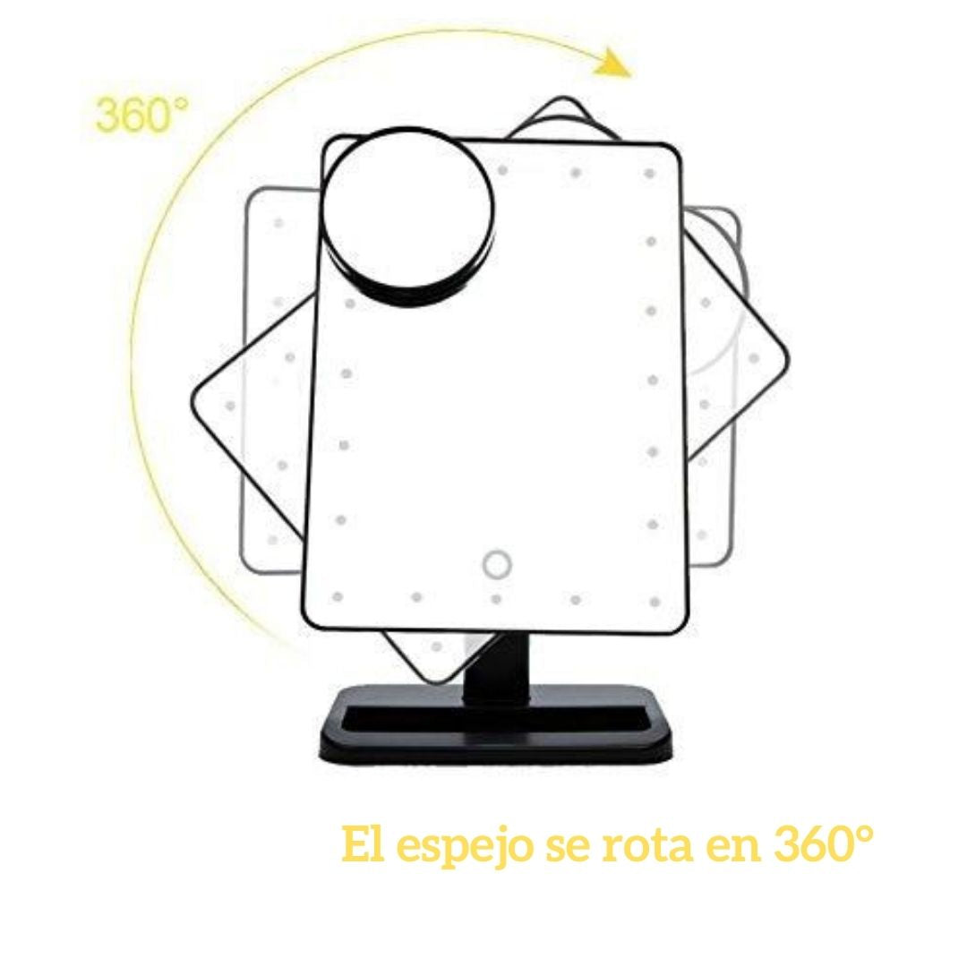 Espejo LED 22 Luces + Magnificador x10