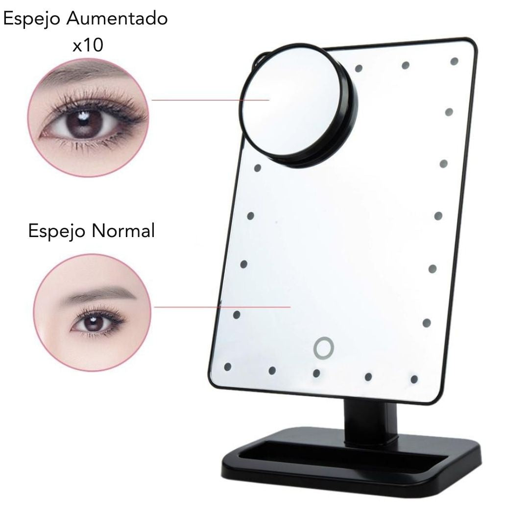 Espejo LED 22 Luces + Magnificador x10